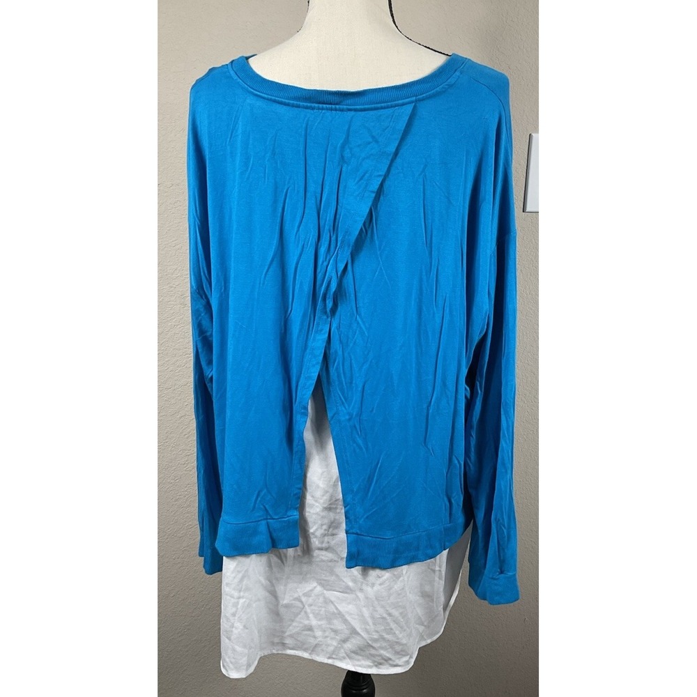 Calvin Klein 2X Aqua & White Knit Shirt Layered Look Shirt Stretch - Picture 2 of 10